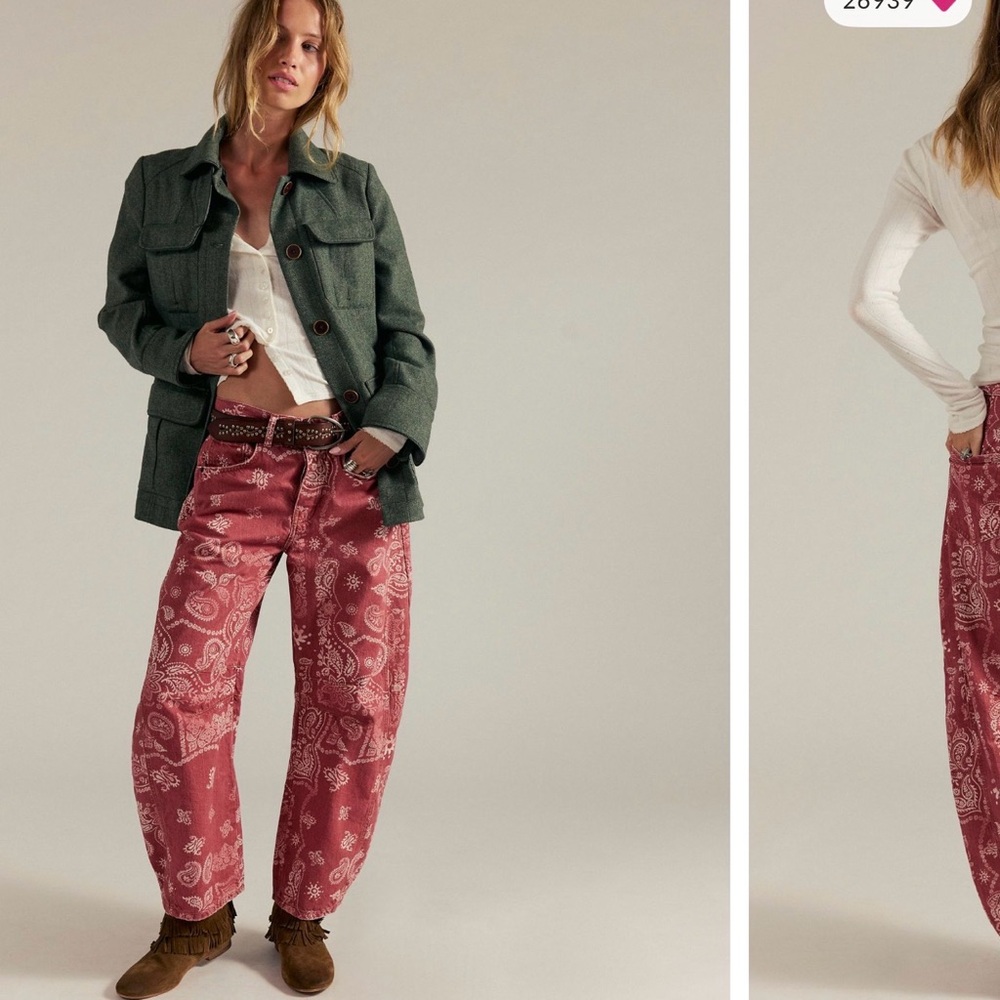 We The Free Red Paisley Jeans